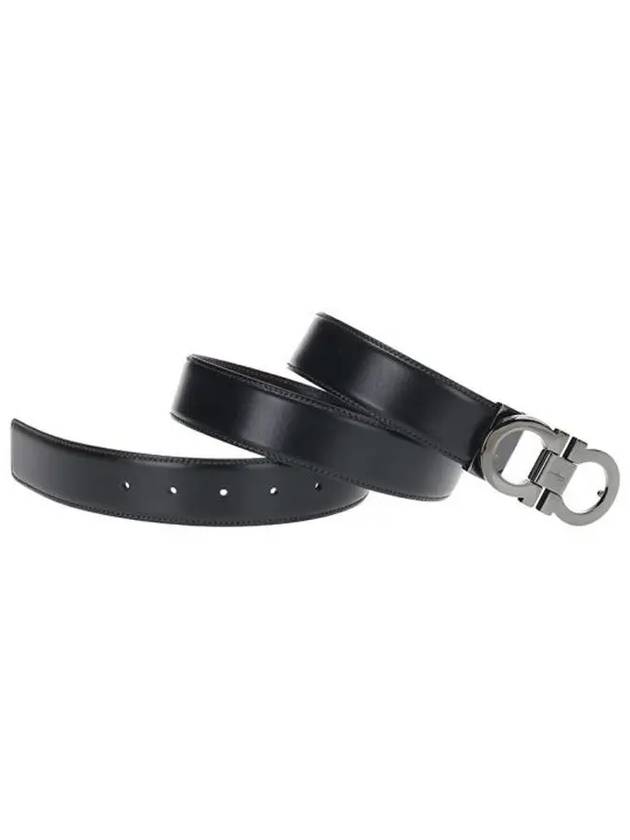 Double Gancini Reversible Leather Belt Black Auburn - SALVATORE FERRAGAMO - BALAAN 5