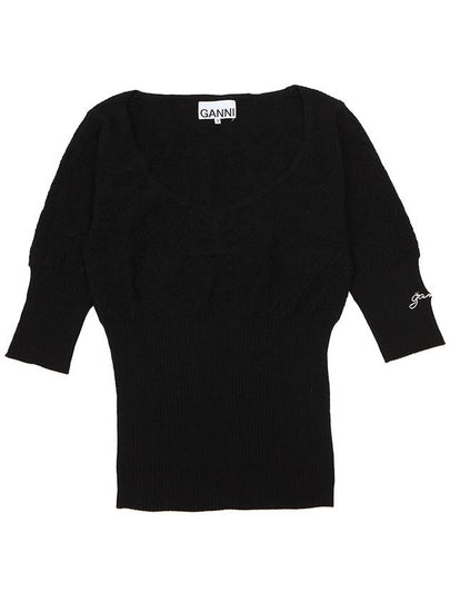 Women's Short Sleeve Knit Top Black - GANNI - BALAAN 2