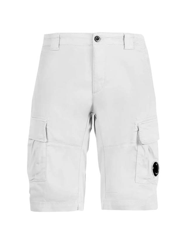 Men's Lens Waffen Stretch Satin Cargo Shorts White - CP COMPANY - BALAAN.