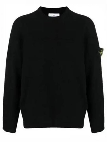 Crew Neck Wool Knit Top Black - STONE ISLAND - BALAAN 2