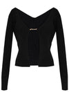 La Maille Pralu Longue Micro Charm Logo Cardigan Black - JACQUEMUS - BALAAN 1