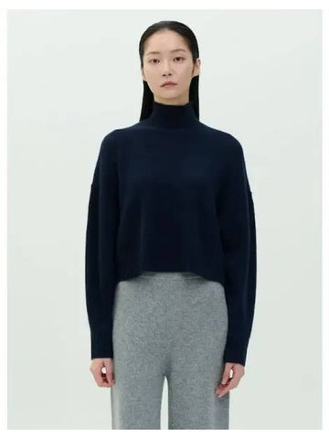 Women s Cashmere Crop Turtleneck Pullover Deep Navy Domestic Product - THEORY - BALAAN 1