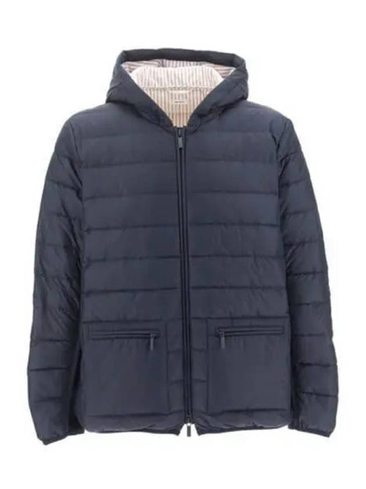 Ultra Light Nylon Hooded Down Padding Navy - THOM BROWNE - BALAAN 2