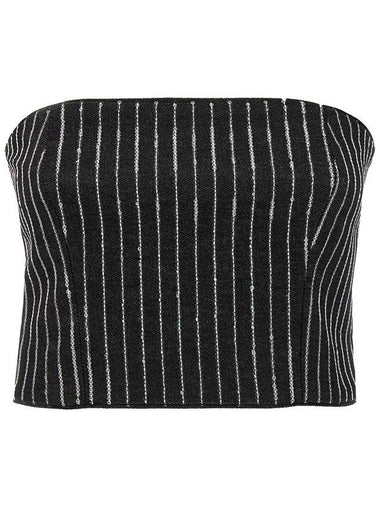 Rotate Birger Christensen Sequin Pinstripe Crop Top - ROTATE - BALAAN 1