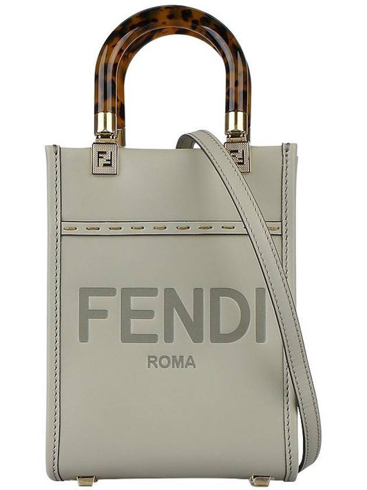 Sunshine Shopper Small Leather Tote Bag Light Green - FENDI - BALAAN 2