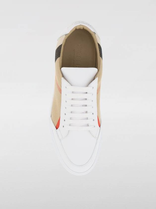 House Check Leather Sneakers Optic White - BURBERRY - BALAAN 5