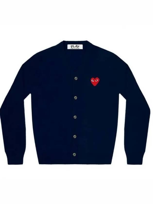 Play Red Waffen V-neck Cardigan Navy - COMME DES GARCONS - BALAAN 2