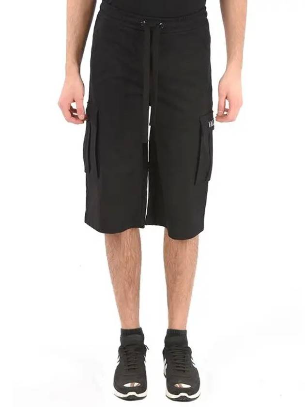 Men's Flap Pocket Cargo Shorts Black - VALENTINO - BALAAN.