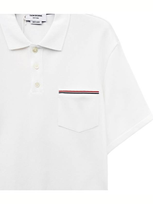 RWB Pocket Interlock Cotton Short Sleeve Polo Shirt White - THOM BROWNE - BALAAN 4