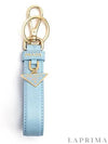 Saffiano Small Logo Charm Key Holder Light Blue - PRADA - BALAAN.