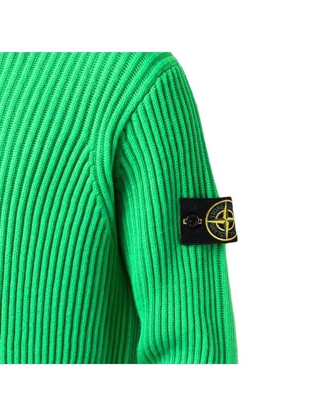 Full Rib Pure Wool Crewneck Knit Top Bright Green - STONE ISLAND - BALAAN 5