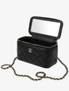 Gold Hardware Chain Lambskin Cosmetic Cross Bag Black - CHANEL - BALAAN 4