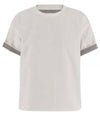 Double Layer Cotton Check Short Sleeve T-Shirt White - BOTTEGA VENETA - BALAAN 2