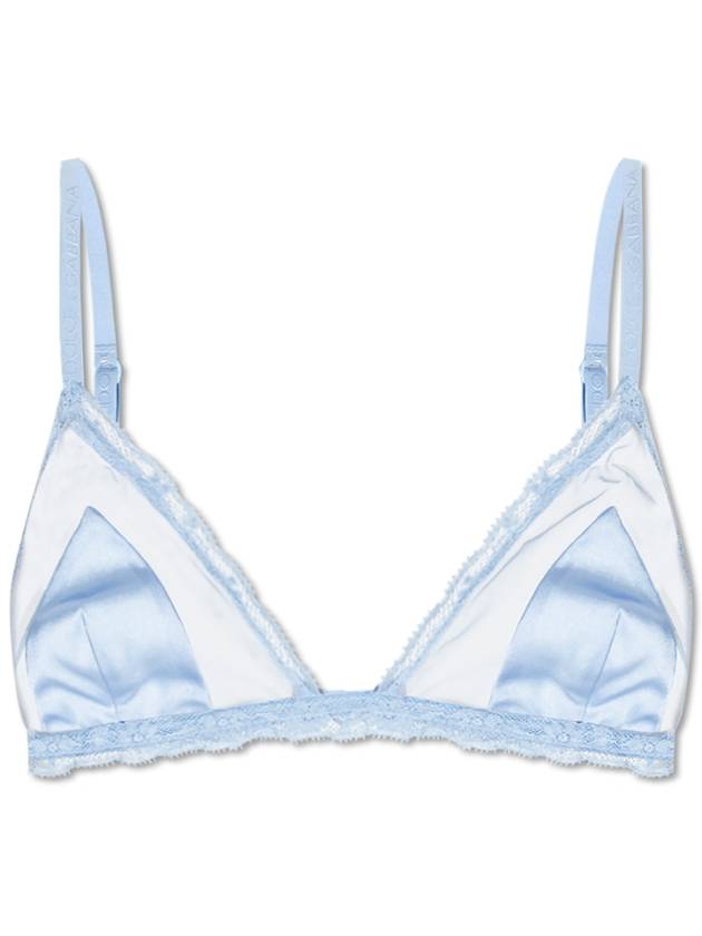 Dolce & Gabbana Bra With Lace Trim, Women's, Light Blue - DOLCE&GABBANA - BALAAN 1