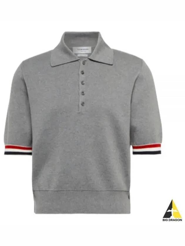 RWB Trimming Milano Stitch Short Sleeve Polo Shirt Grey - THOM BROWNE - BALAAN 2