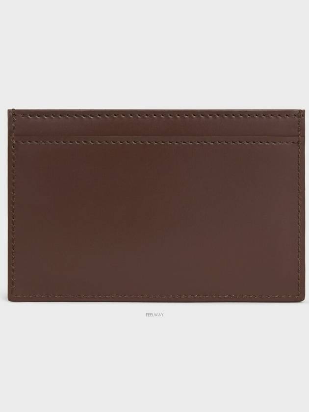 Card Holder Triomphe Embossed Satin Calfskin Chestnut - CELINE - BALAAN 4