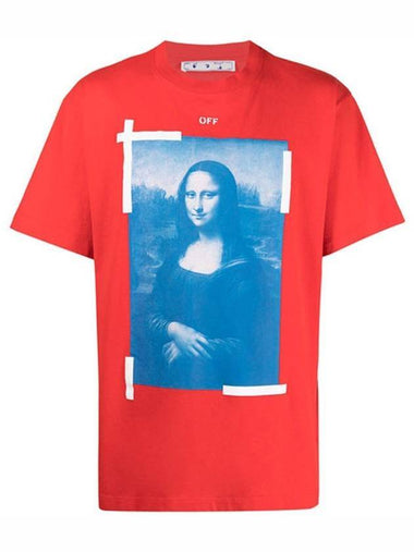 Mona Lisa Print Round Short Sleeve T-Shirt Red - OFF WHITE - BALAAN 1