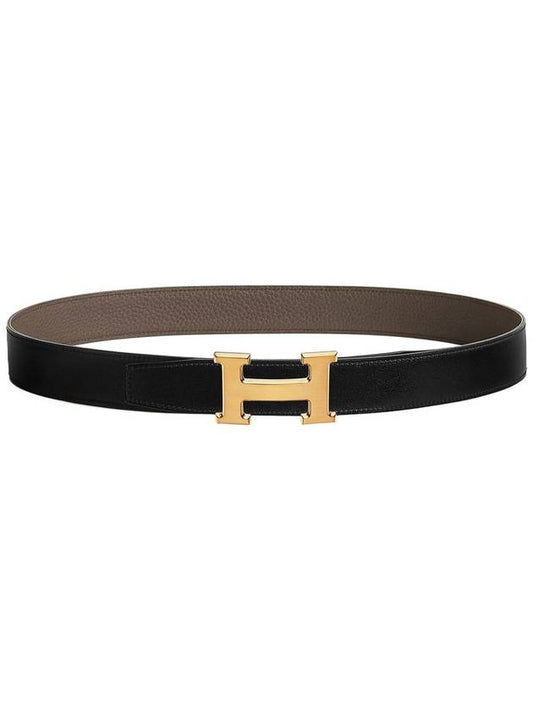 H Buckle Reversible 32mm Leather Noir Etain - HERMES - BALAAN 2