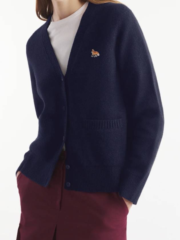 Baby Fox Patch Boxy Cardigan Navy Women s - MAISON KITSUNE - BALAAN 3