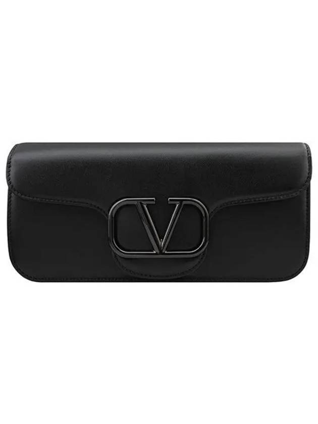 V Logo Calf Leather Cross Bag Black - VALENTINO - BALAAN 2