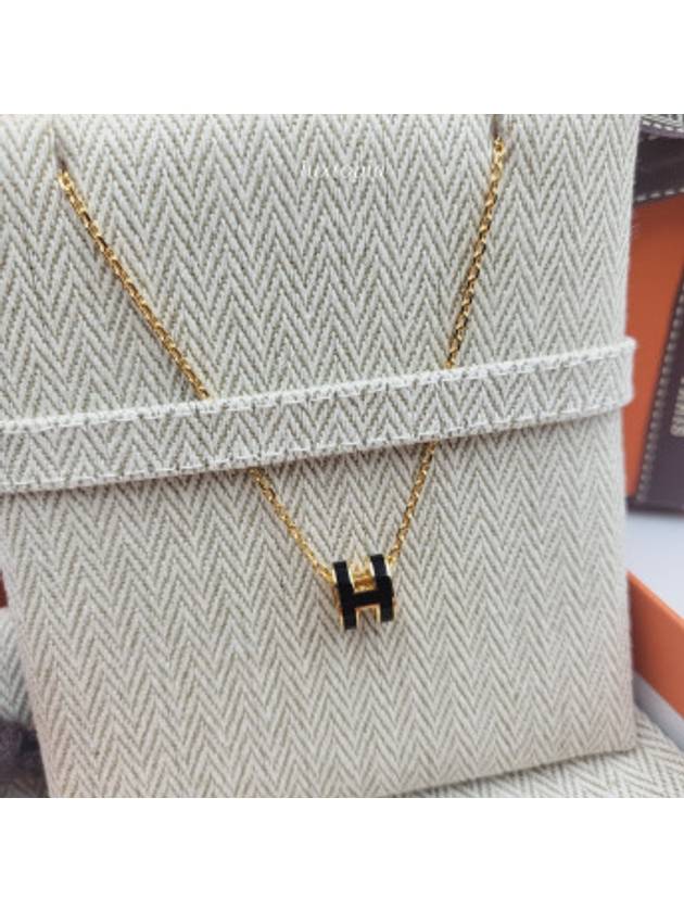 Mini Pop H Pendant Necklace Gold Noir - HERMES - BALAAN 2