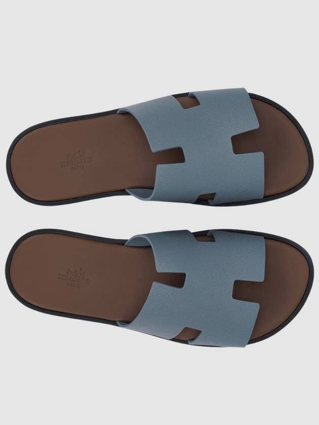 Men's Izmir Sandals Calfskin Absong Blue Brown Twotone - HERMES - BALAAN 8