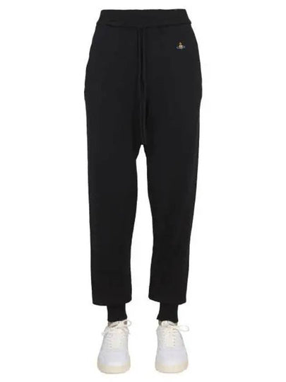 Women's Embroidered Logo Cashmere Blend Track Pants Black - VIVIENNE WESTWOOD - BALAAN 2