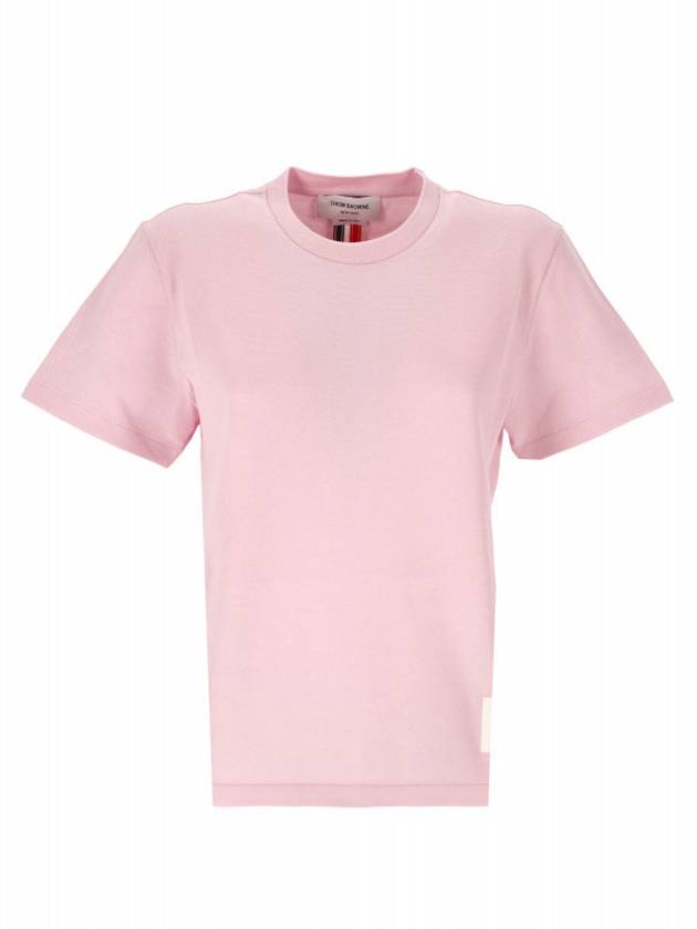 Center Back Stripe Classic Cotton Pique Relaxed Fit Short Sleeve T-Shirt Pink - THOM BROWNE - BALAAN 1