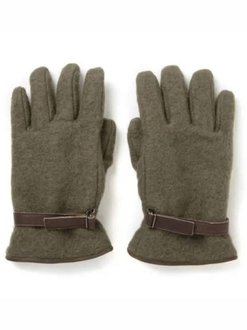 Brushed ALPACA WOOL MELTON GLOVES DARK OLIVE A23AG08ASM Brushed Alpaca Wool Melton Gloves - AURALEE - BALAAN 1