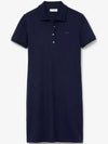 Women's Slim Fit Stretch Cotton Pique Polo Short Dress Navy - LACOSTE - BALAAN 2