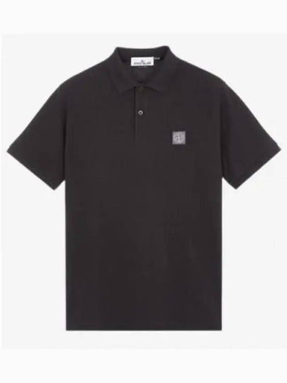 Compass Patch Short Sleeve Polo Shirt Black - STONE ISLAND - BALAAN 2