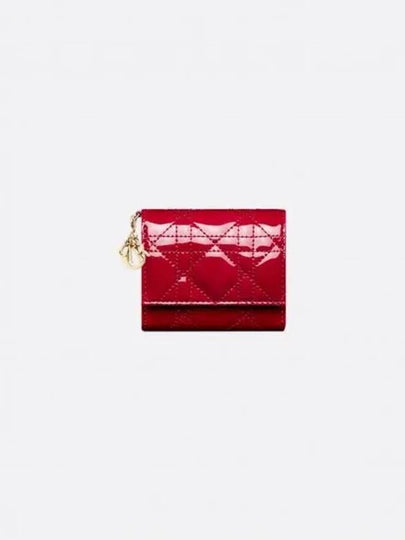 Lady Lotus Patent Cannage Half Wallet Cherry Red - DIOR - BALAAN 2