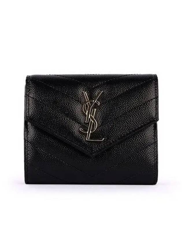 Monogram Cassandra Matelasse Half Wallet Black - SAINT LAURENT - BALAAN 2