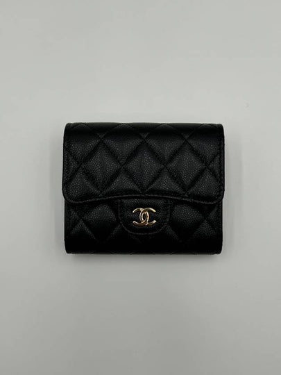 Classic Small Half Wallet Caviar Gold Black AP0229 - CHANEL - BALAAN 2