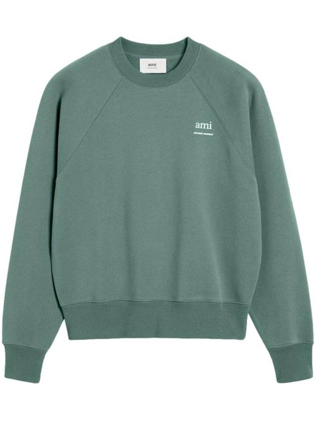 Logo Print Organic Cotton Sweatshirt Green - AMI - BALAAN 1