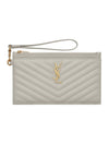 Cassandre Matelasse Large Zipped Clutch Bag Blanc Vintage - SAINT LAURENT - BALAAN 1