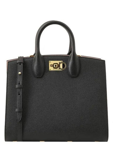 Medium Studio Box Tote Bag Black - SALVATORE FERRAGAMO - BALAAN 1