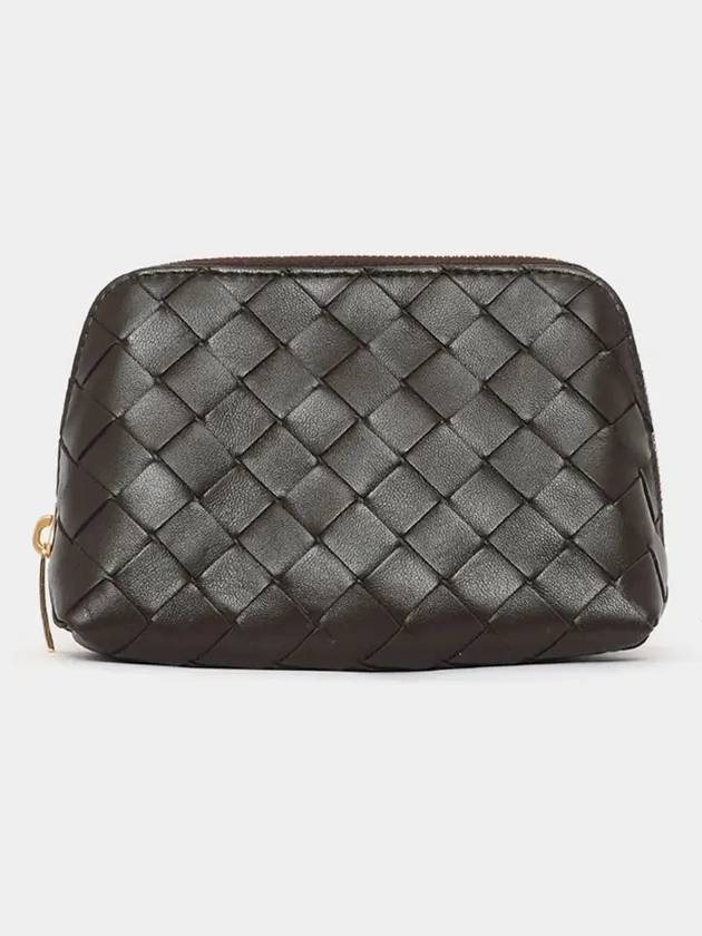 Intrecciato Leather Pouch Dark Brown - BOTTEGA VENETA - BALAAN 4