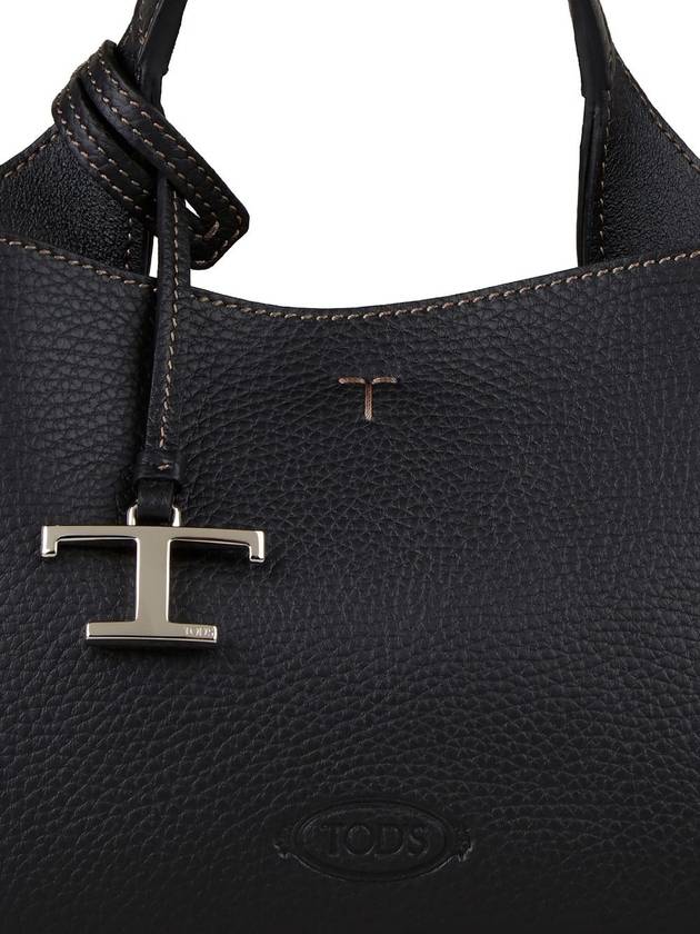 Logo Charm Leather Micro Tote Bag Black - TOD'S - BALAAN 3