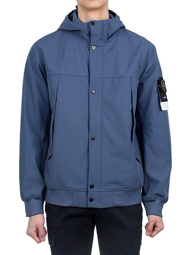 Light Soft Shell R E Dye Technology In Recycled Polyester Hooded Jacket Avio Blue - STONE ISLAND - BALAAN 3