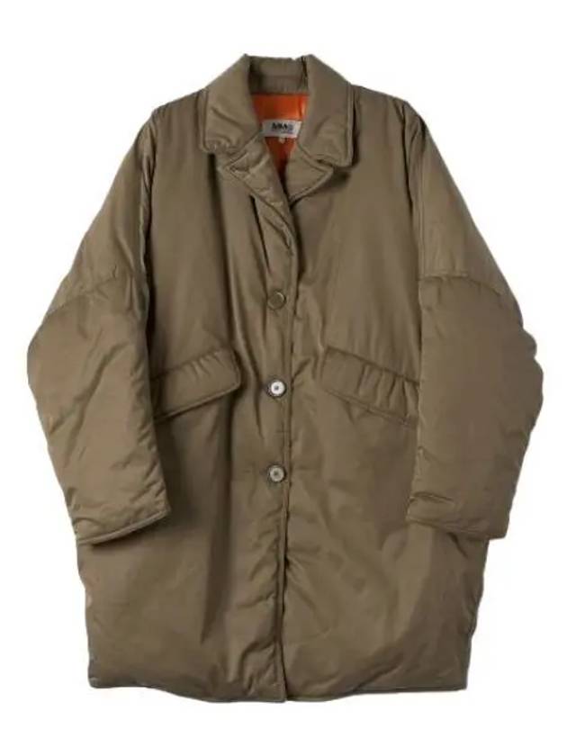 MM6 Contrast Down Jacket Khaki Orange Jumper - MAISON MARGIELA - BALAAN 1