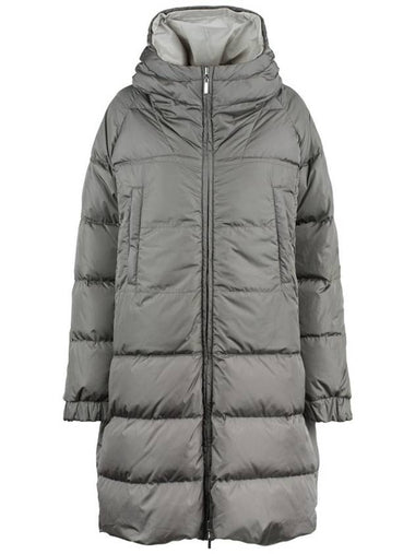 Max Mara Grey Long Reversible Down Coat - MAX MARA - BALAAN 1