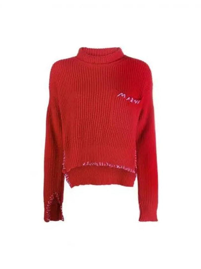 Stitch Unfinished Cut Wool Turtleneck Red - MARNI - BALAAN 2