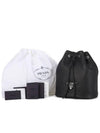 Logo Flo Leather Bucket Bag Black - PRADA - BALAAN 5