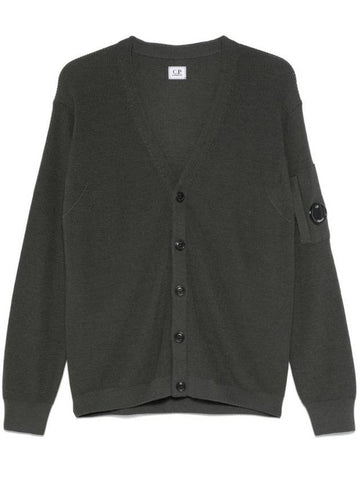 Men's Lens Wappen Button Front Cardigan Green - CP COMPANY - BALAAN 1