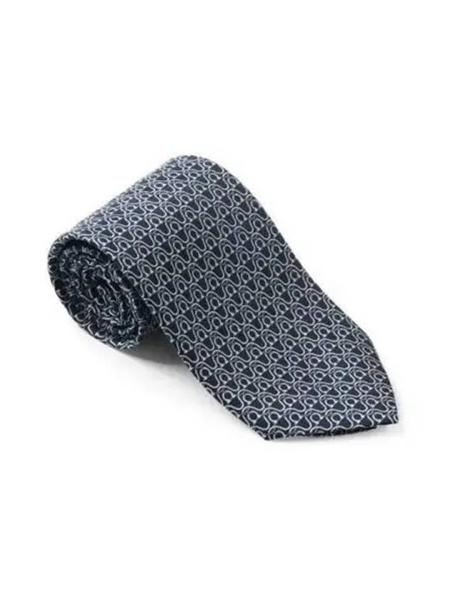 Gancini Print Silk Tie Navy - SALVATORE FERRAGAMO - BALAAN 2