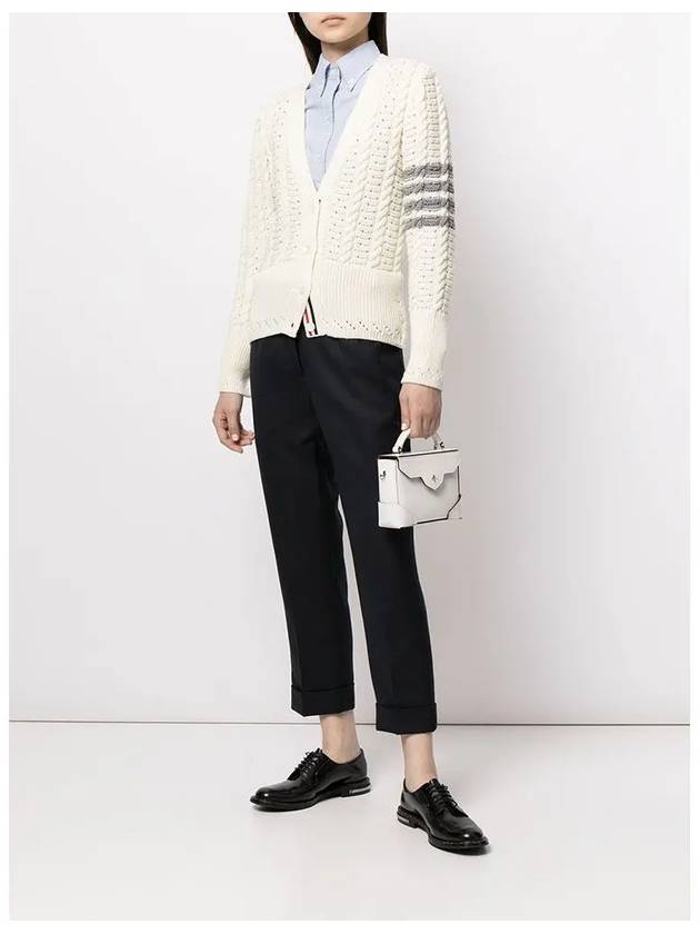 Tab Wool Turn-Up Straight Pants Navy - THOM BROWNE - BALAAN 4