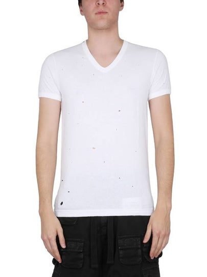 washed cotton V-neck short sleeve t-shirt white - DOLCE&GABBANA - BALAAN 2