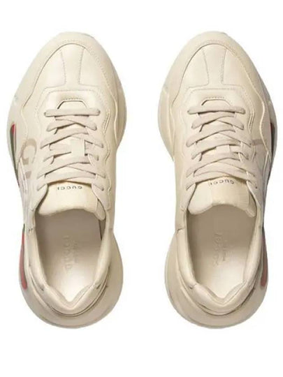 Rhyton Logo Leather Sneakers Ivory - GUCCI - BALAAN 2