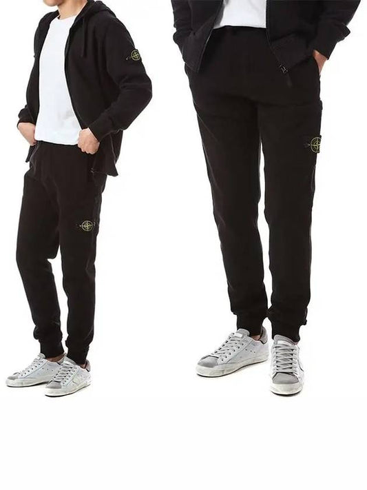 Waffen Patch Cotton Fleece Track Pants Black - STONE ISLAND - BALAAN 2